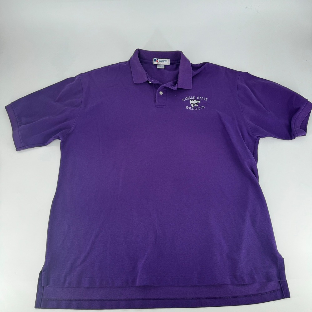 Vintage Russell Athletic Kansas State Wildcats Polo Shirt Purple XXL Made in USA
